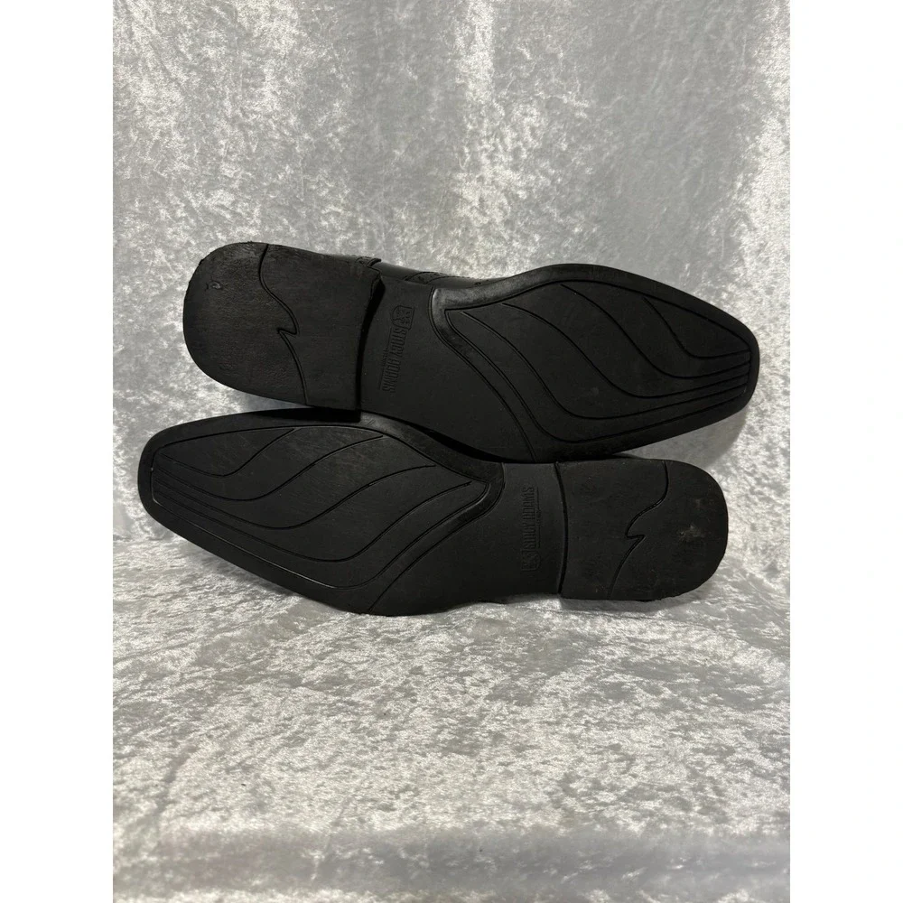 Stacy Adams Mens Black Leather Square Toe Slip On Loafers‎ Brogue Shoes Sz-12